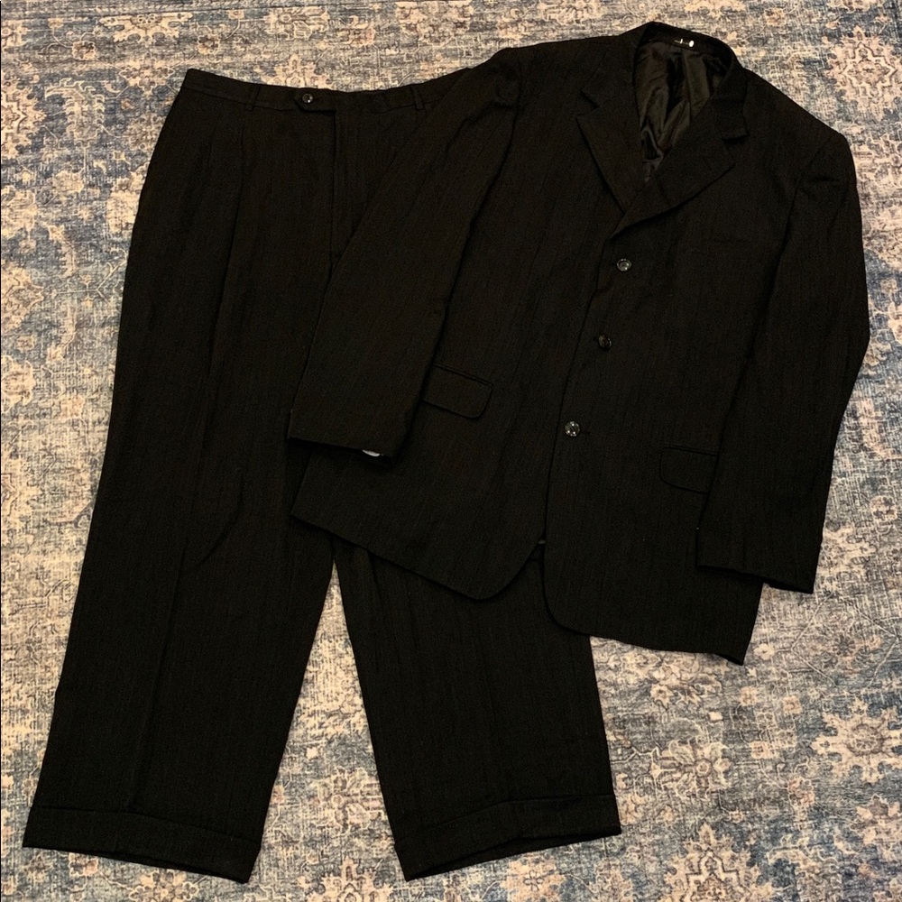 🌹Pino Baldini - Vintage - Super 120’s - Black Wide Leg Suit  • Classic!